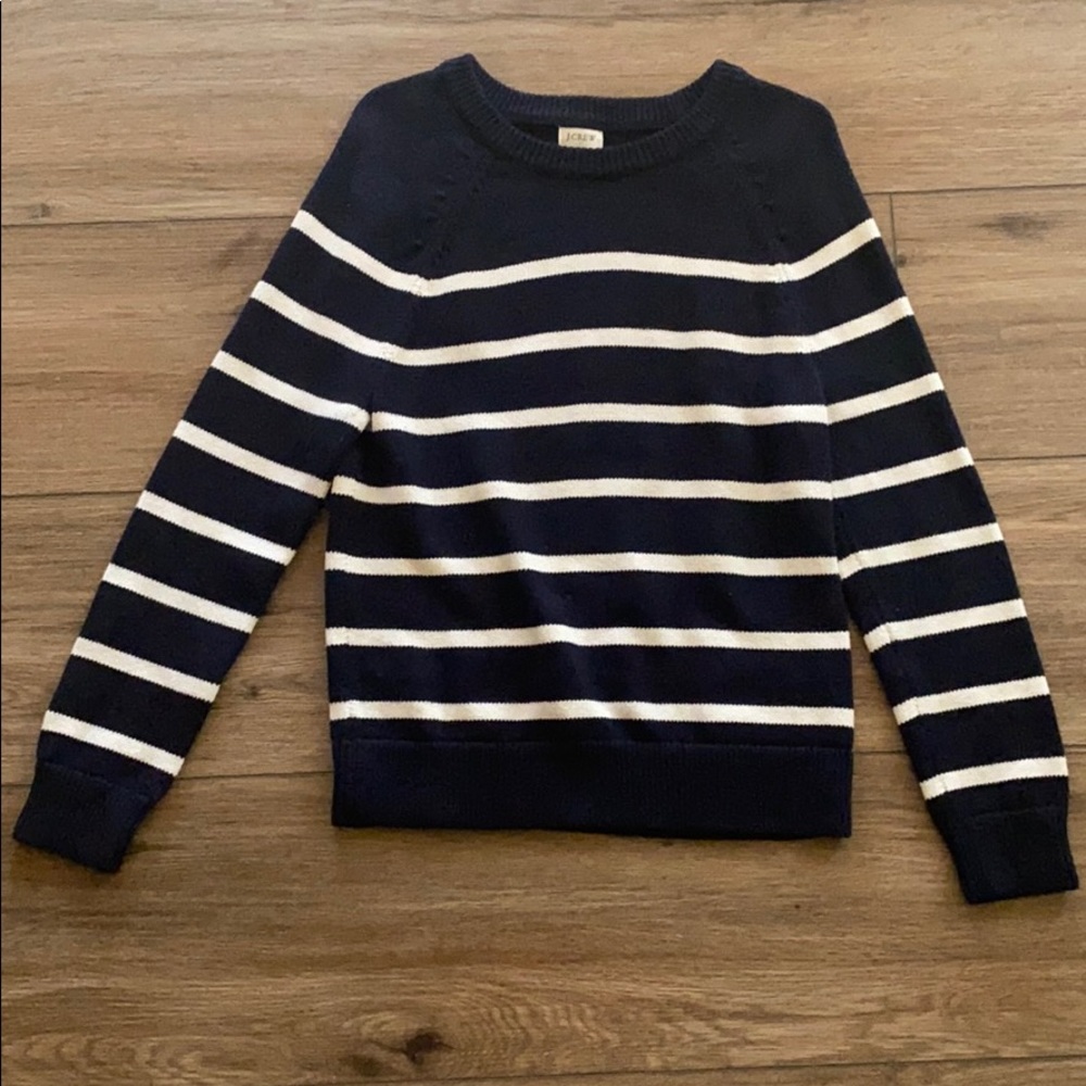 NWOT- J. Crew navy blue and white sweater- size S